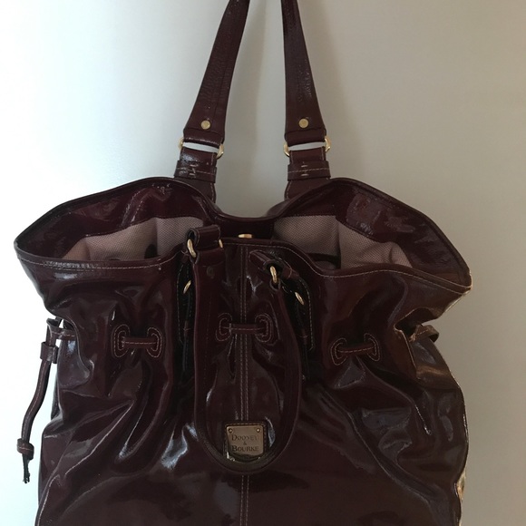 Dooney & Bourke Patent Leather Plum Chiara Tote Purse LARGE - Picture 6 of 10